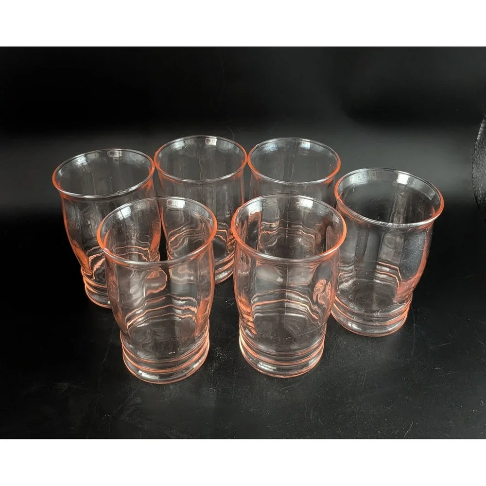 Vintage Macbeth-Evans Pink Depression Juice Glasses Set of 6